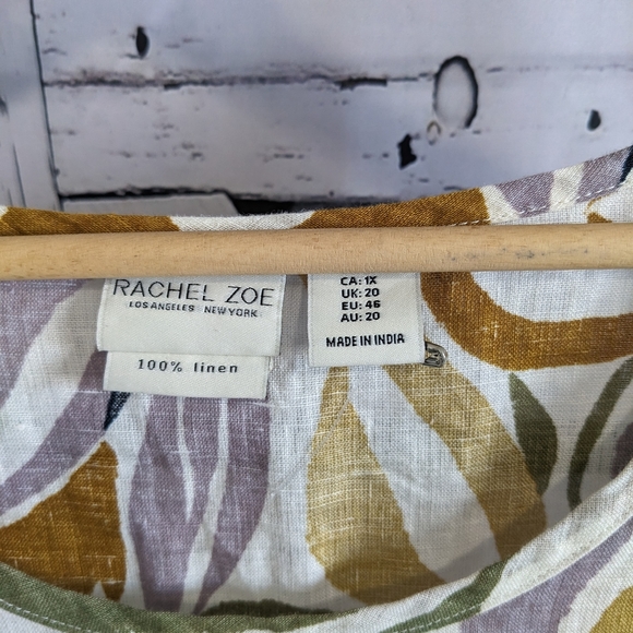 RACHEL ZOE Linen Short Sleeve Blouse Shirt - Picture 3 of 8